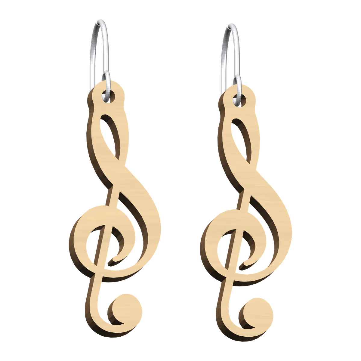 Pendientes clave de sol – madera natural